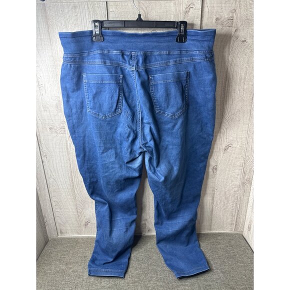 Terra & Sky 2 Pairs Womens Plus Size Jeggings 16W Black & Blue Stretch Denim - Picture 6 of 8